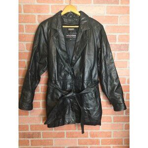 Wilsons Leather Mens Belted Coat Size XS Thinsulate Zip Out Liner Vented Black